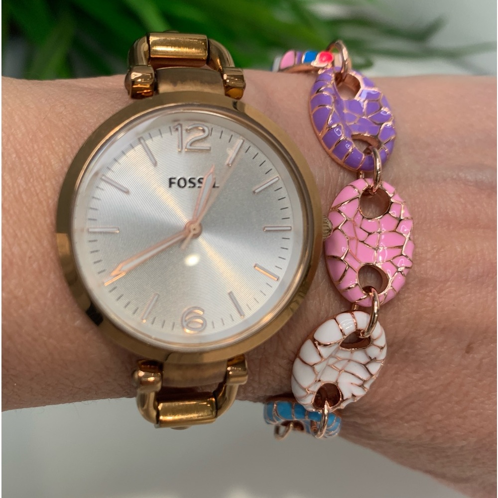 Chic Coffee Bean Cracked Multicolor Enamel Beacelet Rose Gold